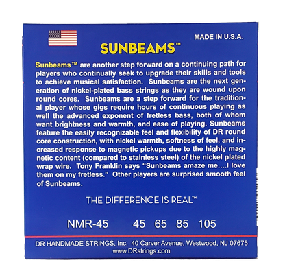 DR Strings DR Sunbeam Nickel Plated Steel Electric Bass Strings Long Scale Set - 4-String 45-105 Medium NMR-45