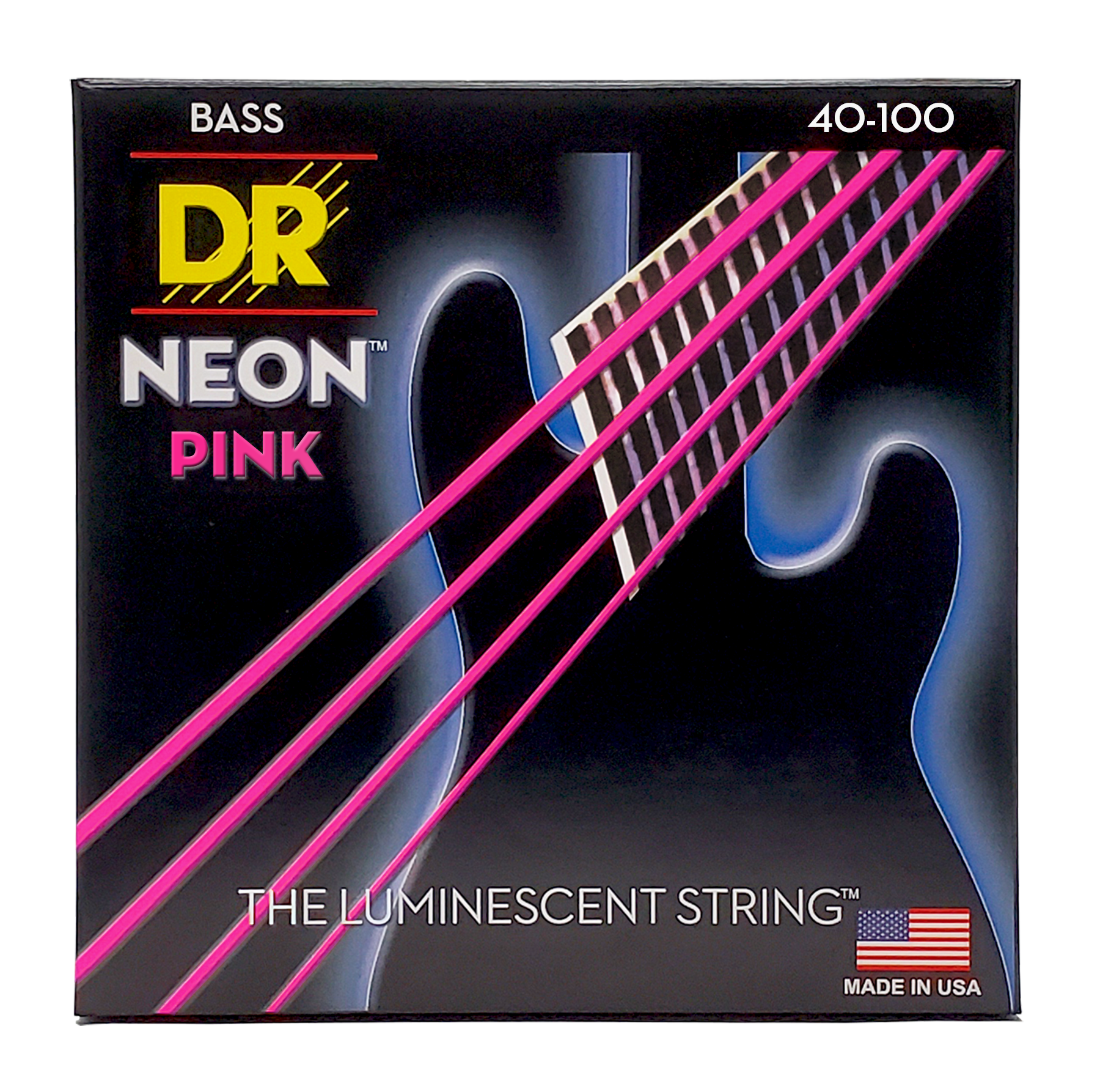 DR Strings DR NEON Pink Coated Electric Bass Strings Long Scale Set - 4-String 40-100 NPB-40