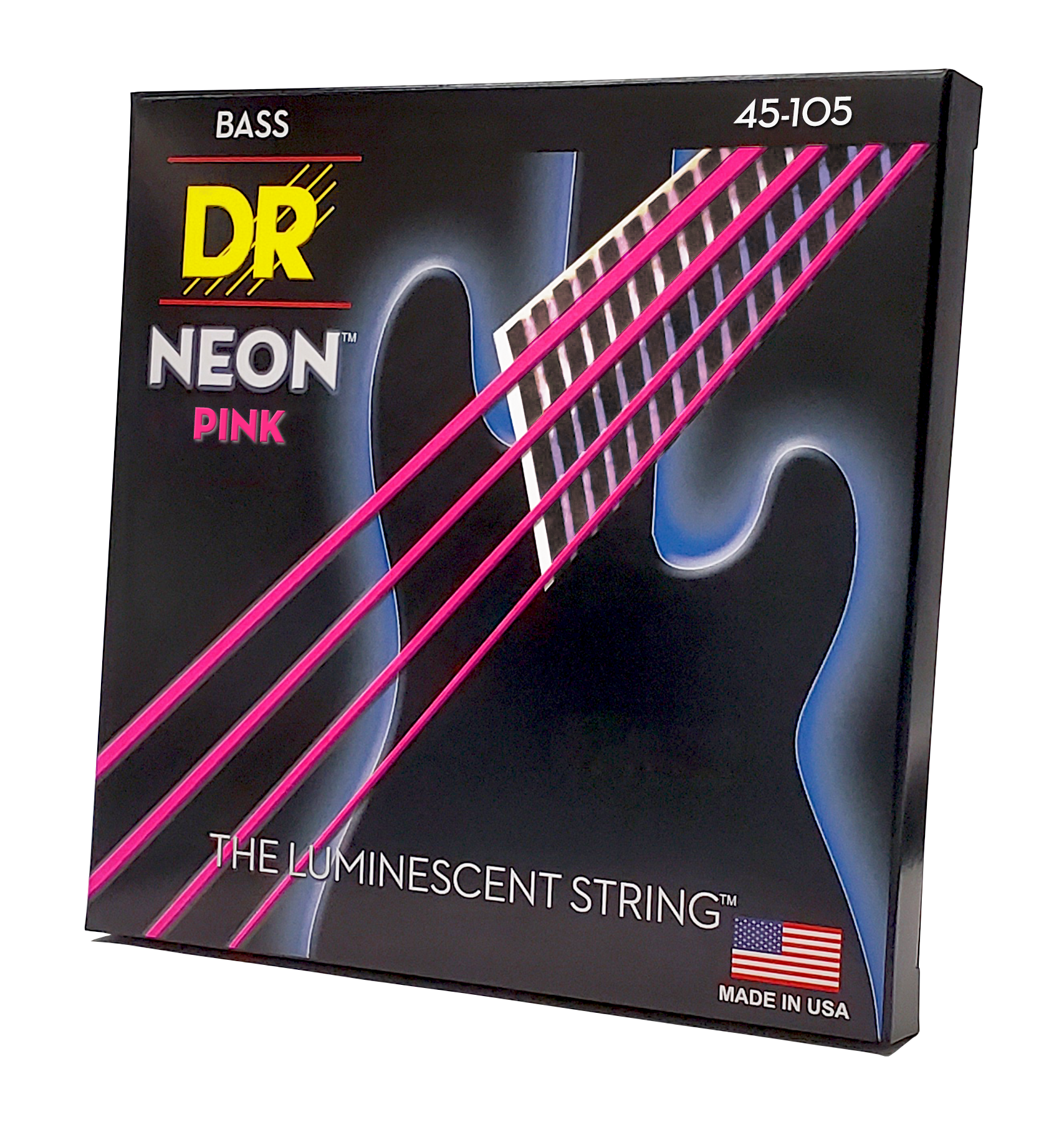 DR Strings DR NEON Pink Coated Electric Bass Strings Long Scale Set - 4-String 45-105 NPB-45