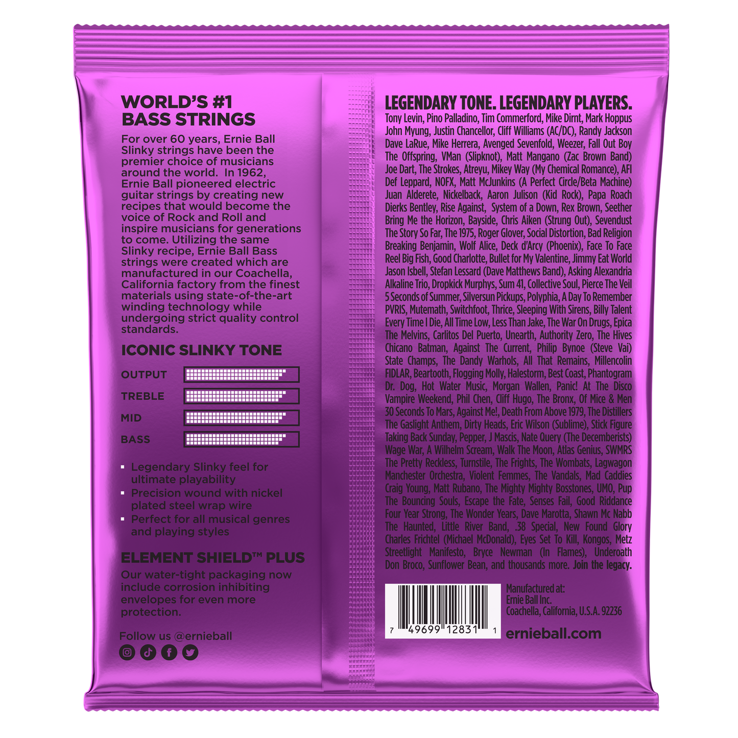 Ernie Ball Ernie Ball Slinky Nickel Wound Bass Strings Long Scale - 4-String 55-110 Power Slinky 2831