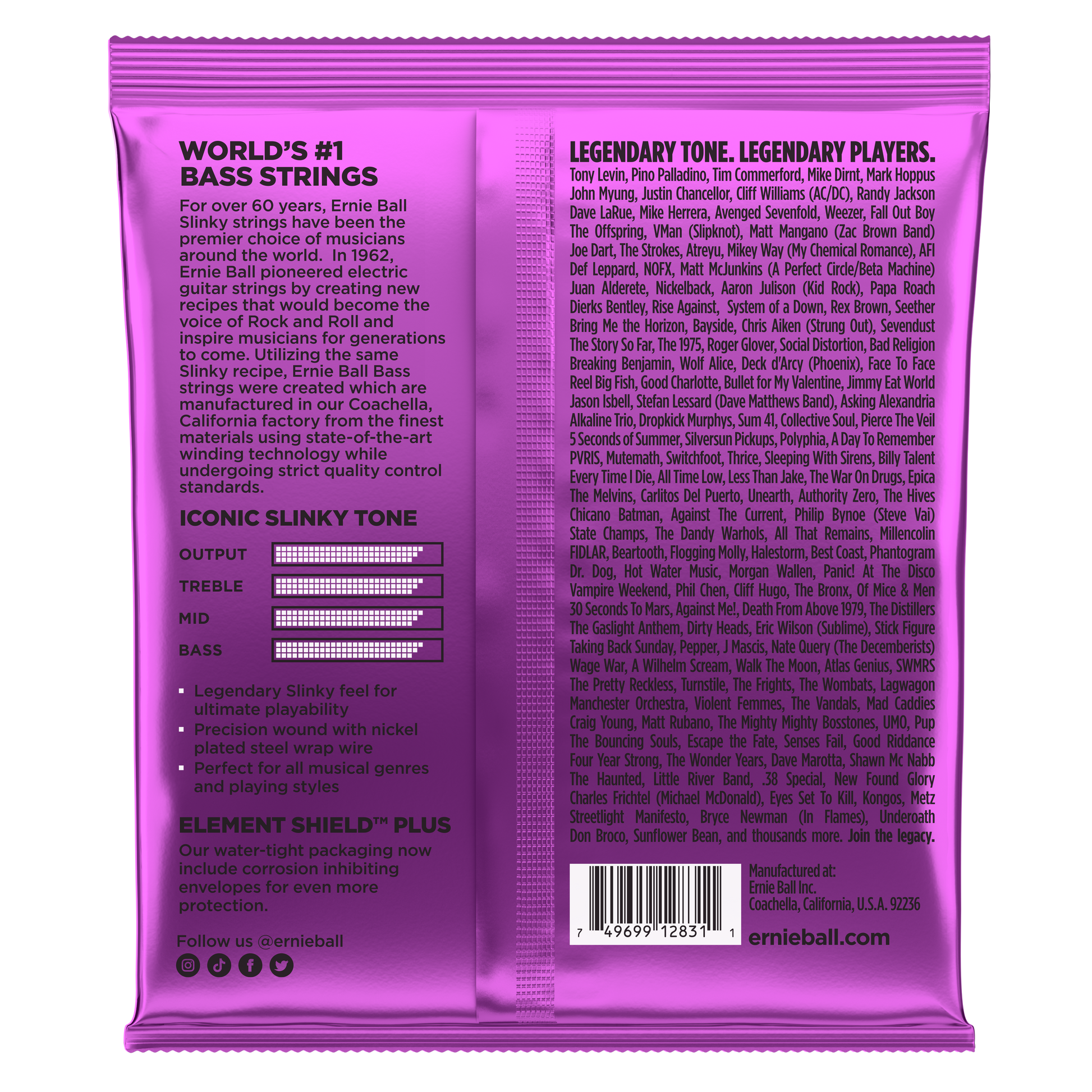 Ernie Ball Ernie Ball Slinky Nickel Wound Bass Strings Long Scale - 4-String 55-110 Power Slinky 2831