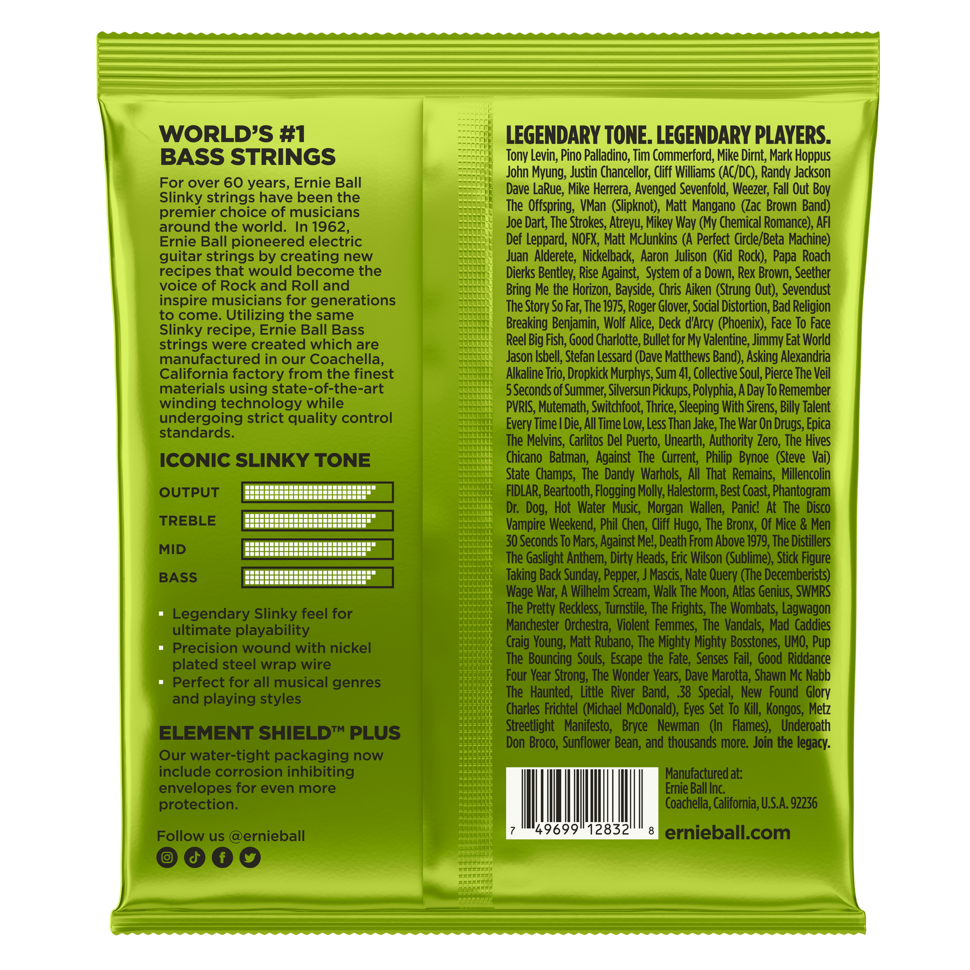 Ernie Ball Ernie Ball Slinky Nickel Wound Bass Strings Long Scale - 4-String 50-105 Regular Slinky 2832