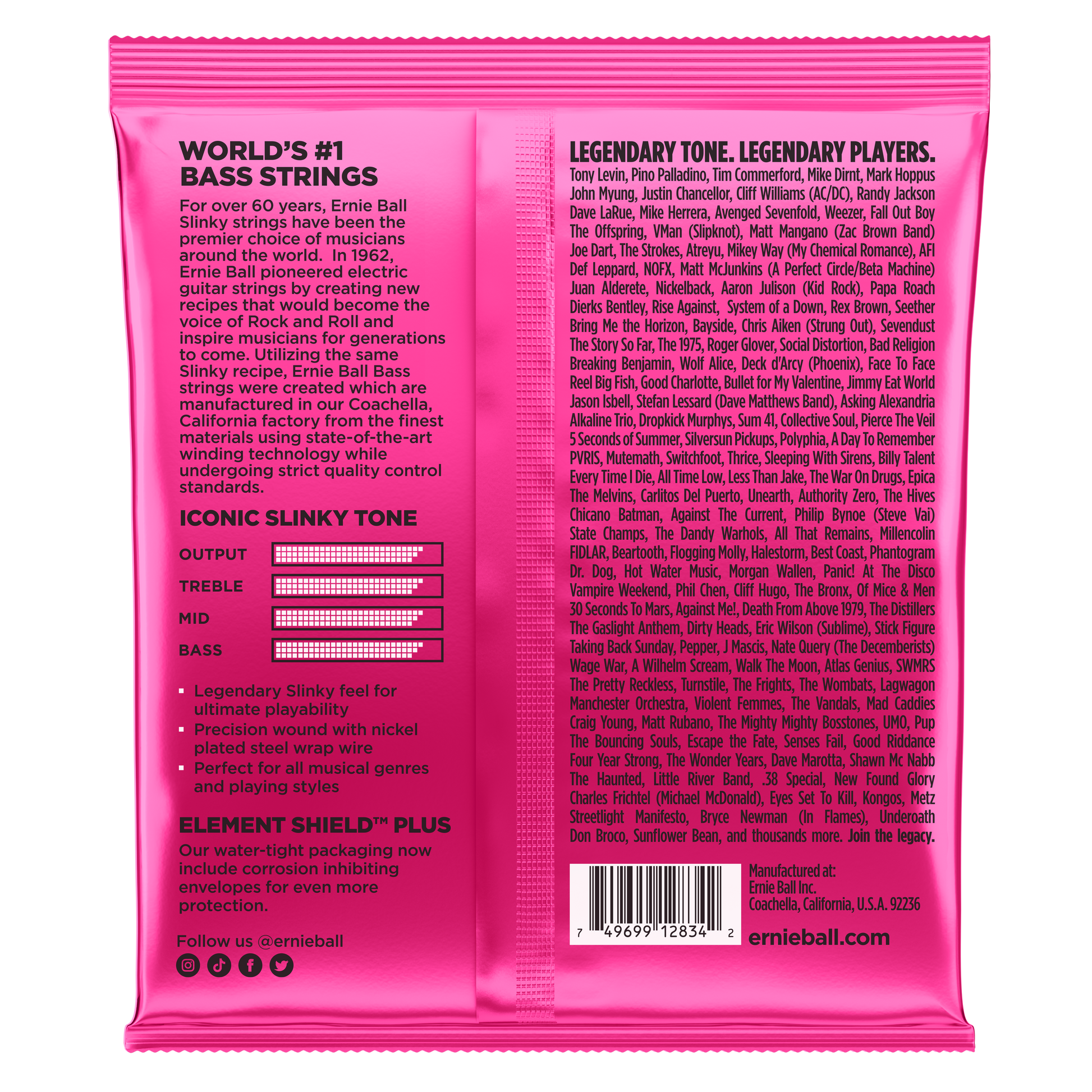 Ernie Ball Ernie Ball Slinky Nickel Wound Bass Strings Long Scale - 4-String 45-100 Super Slinky 2834