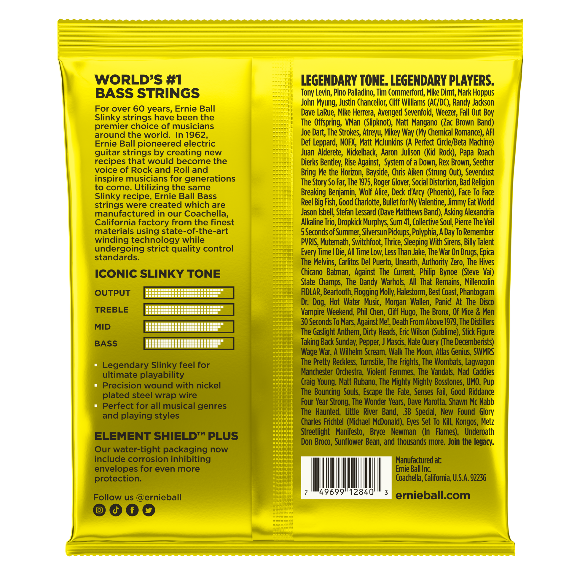 Ernie Ball Ernie Ball Slinky Nickel Wound Bass Strings Long Scale - 4-String 65-130 BEAD Beefy Slinky 2840