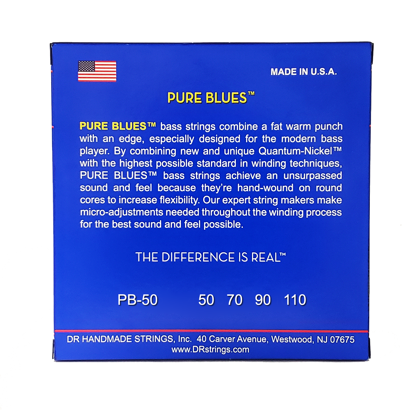 DR Strings DR Pure Blues Quantum-Nickel Electric Bass Strings Long Scale Set - 4-String 50-110 Heavy PB-50