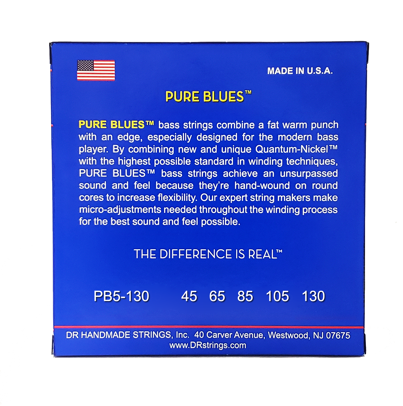 DR Strings DR Pure Blues Quantum-Nickel Electric Bass Strings Long Scale Set - 5-String 45-130 Medium PB5-130