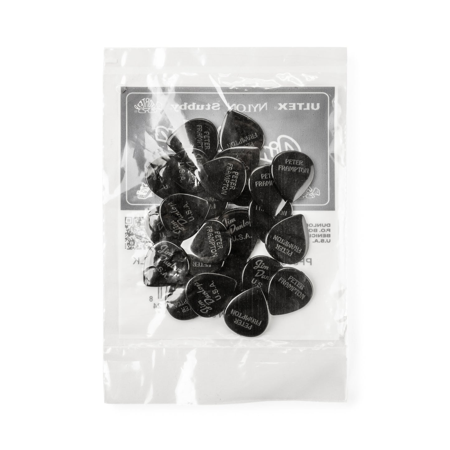 Jim Dunlop DUNLOP PETER FRAMPTON VINTAGE JAZZ 2.08mm TEARDROP BLACK GUITAR PICK REFILL BAG 24-PACK - PF599RBK