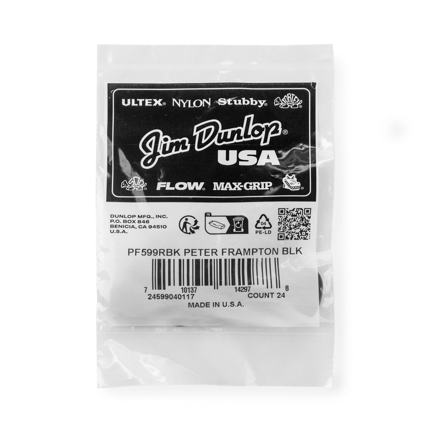 Jim Dunlop DUNLOP PETER FRAMPTON VINTAGE JAZZ 2.08mm TEARDROP BLACK GUITAR PICK REFILL BAG 24-PACK - PF599RBK