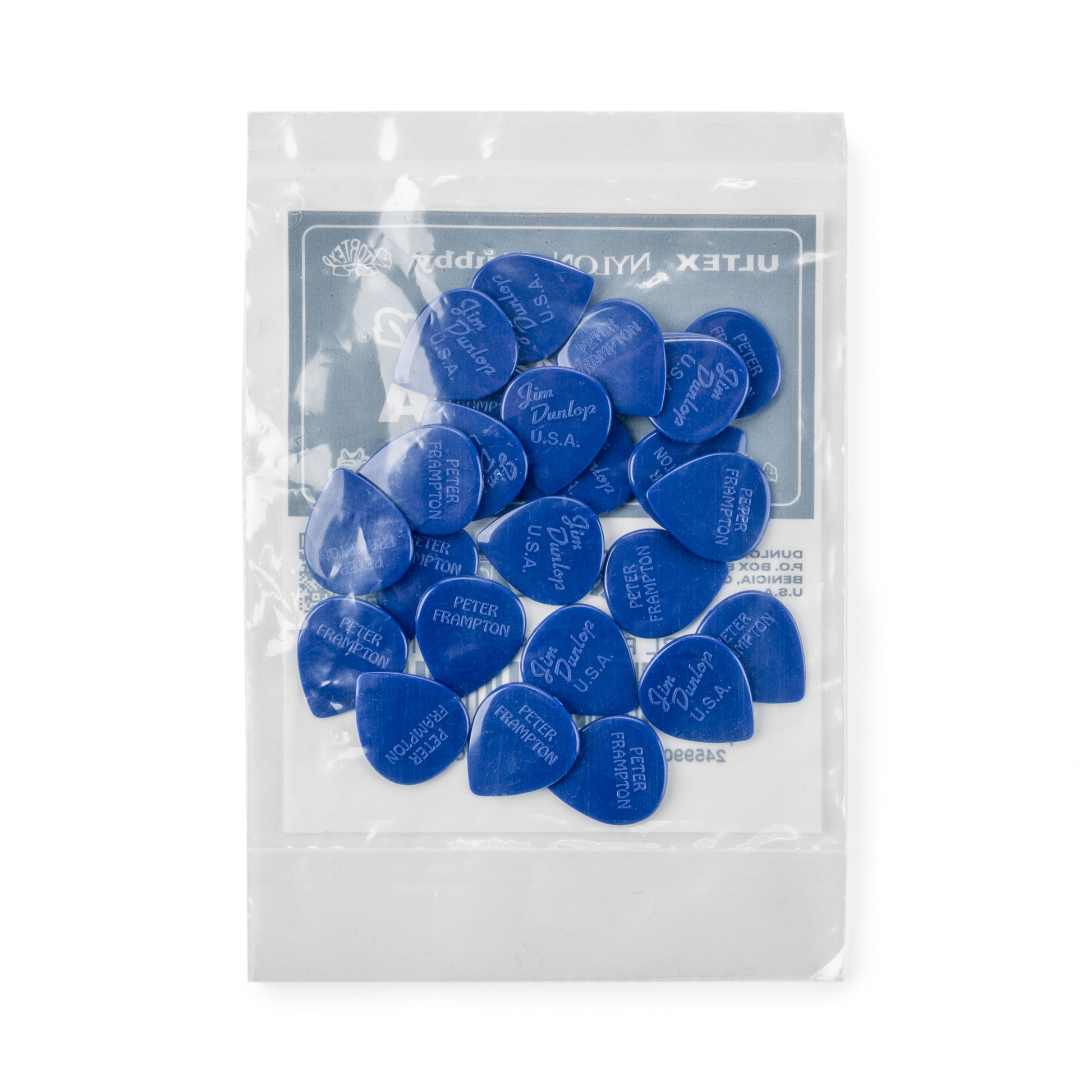 Jim Dunlop DUNLOP PETER FRAMPTON VINTAGE JAZZ 2.08mm TEARDROP GUITAR PICK BLUE REFILL BAG 24-PACK - PF599RBL