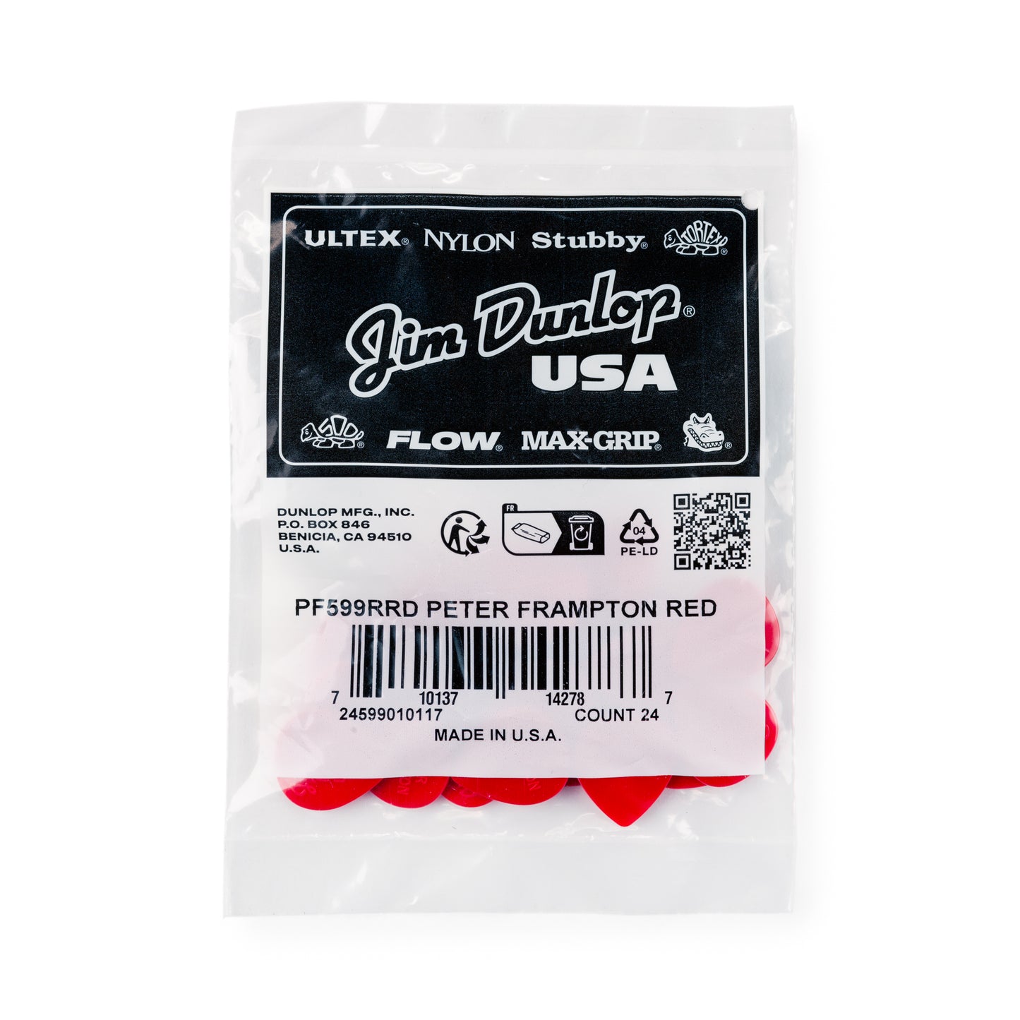 Jim Dunlop DUNLOP PETER FRAMPTON VINTAGE JAZZ 2.08mm TEARDROP GUITAR PICK RED REFILL BAG 24-PACK - PF599RRD