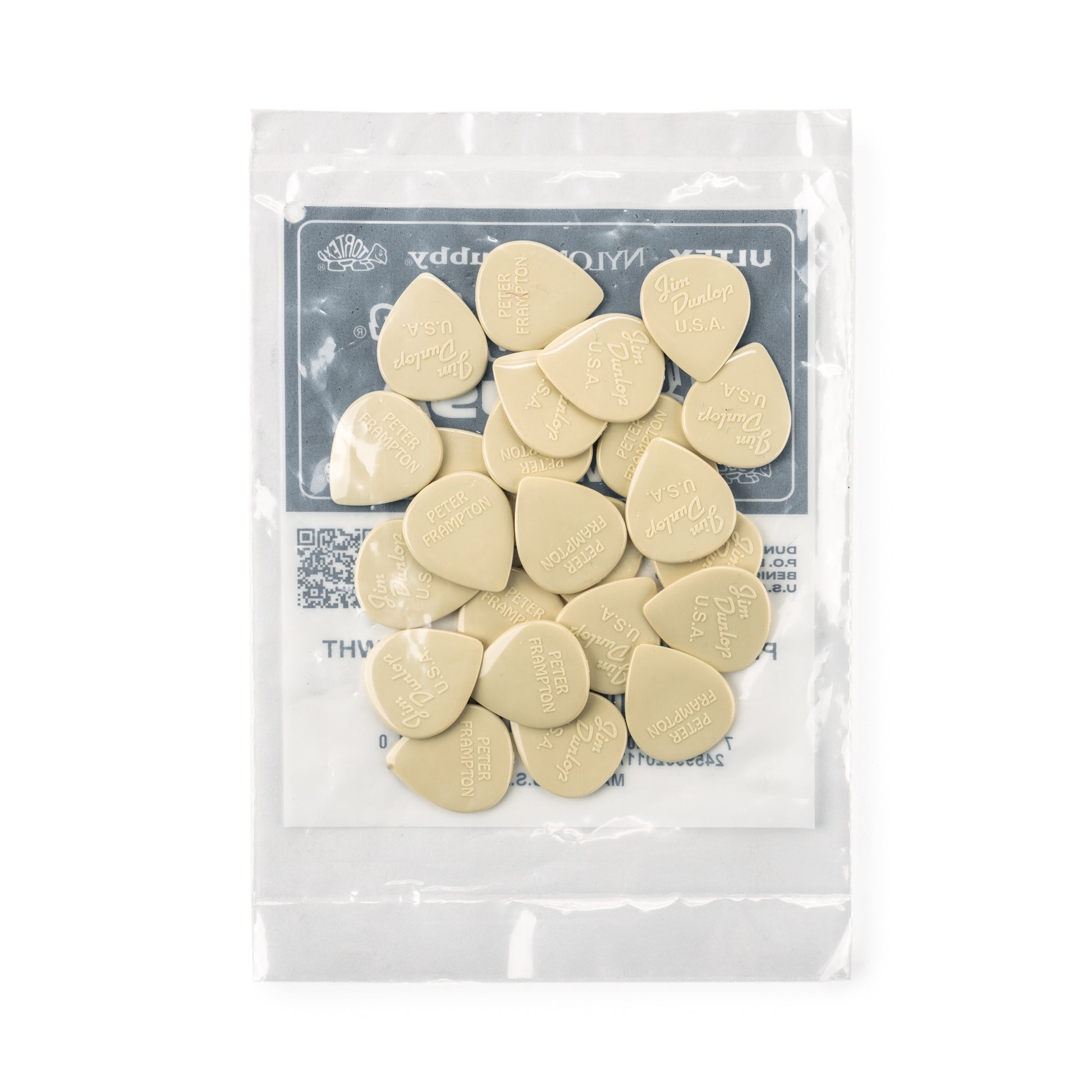 Jim Dunlop DUNLOP PETER FRAMPTON VINTAGE JAZZ 2.08mm TEARDROP GUITAR PICK WHITE REFILL BAG 24-PACK - PF599RWH