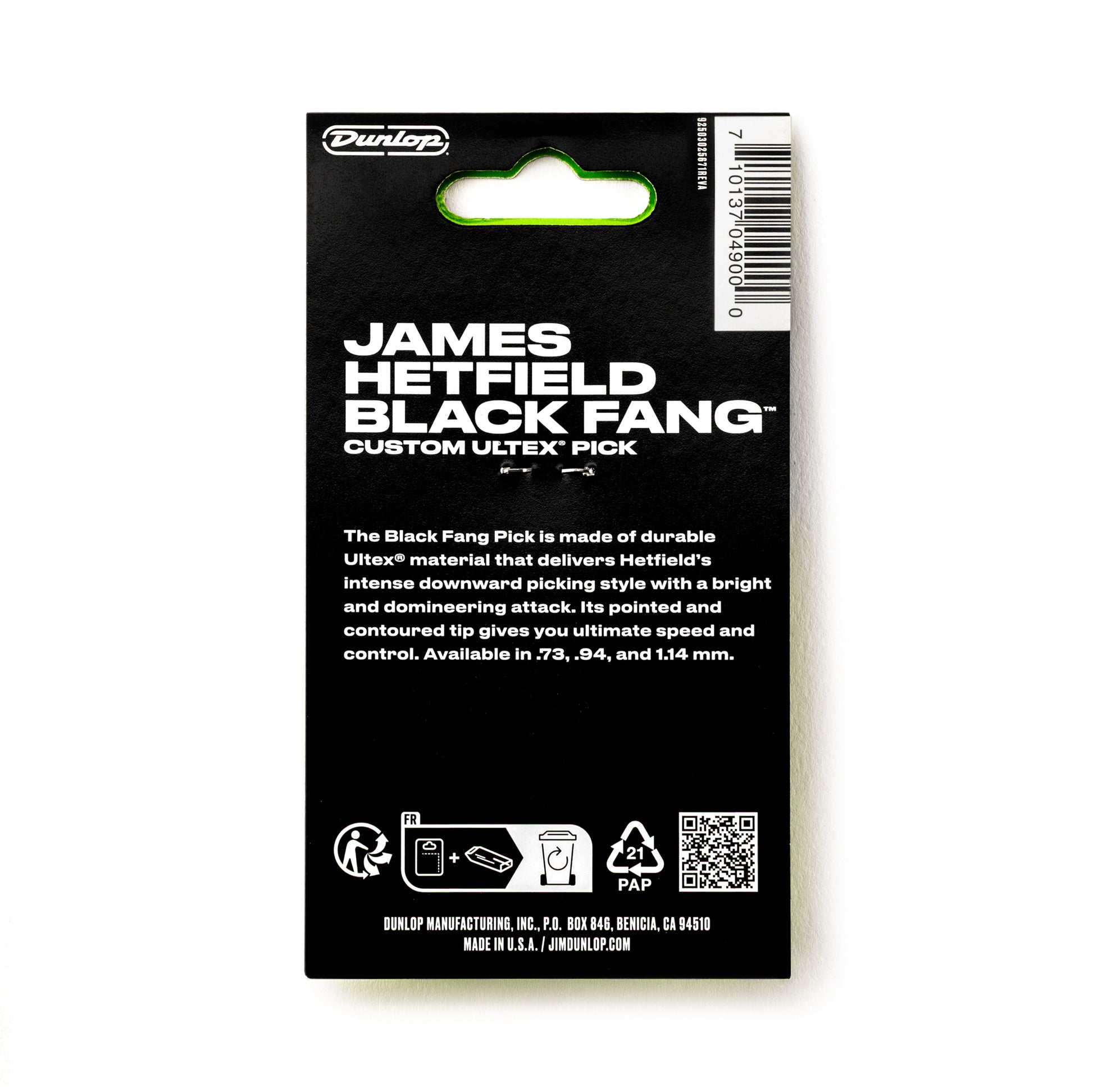 Jim Dunlop DUNLOP HETFIELD'S BLACK FANG .94mm GUITAR PICK PLAYER'S PACK 06-PACK - PH112P94