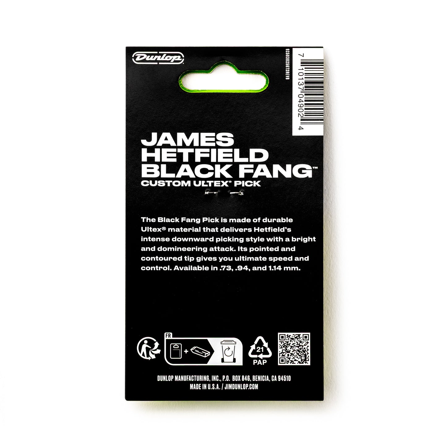 Jim Dunlop DUNLOP HETFIELD'S BLACK FANG 1.14mm GUITAR PICK PLAYER'S PACK 06-PACK - PH112P114