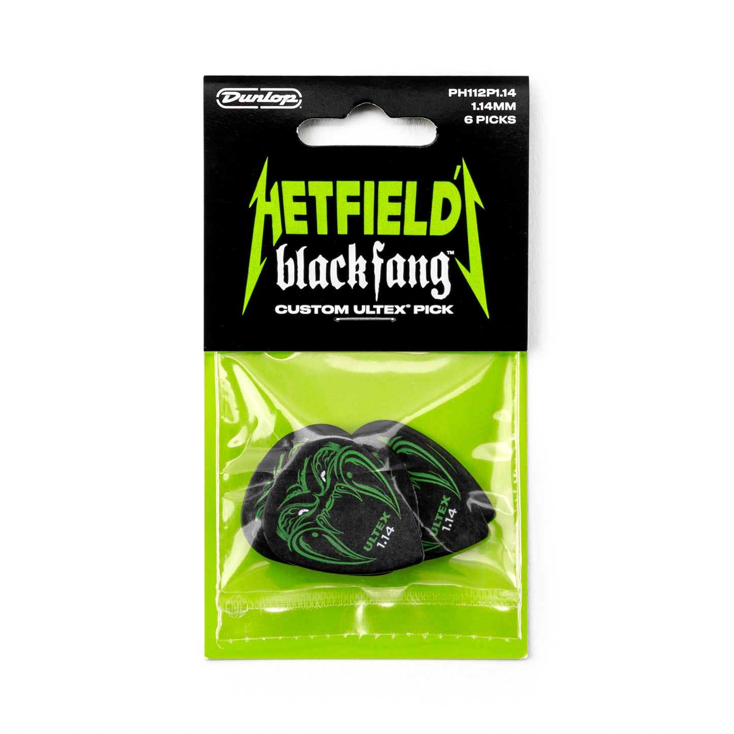 Jim Dunlop DUNLOP HETFIELD'S BLACK FANG 1.14mm GUITAR PICK PLAYER'S PACK 06-PACK - PH112P114