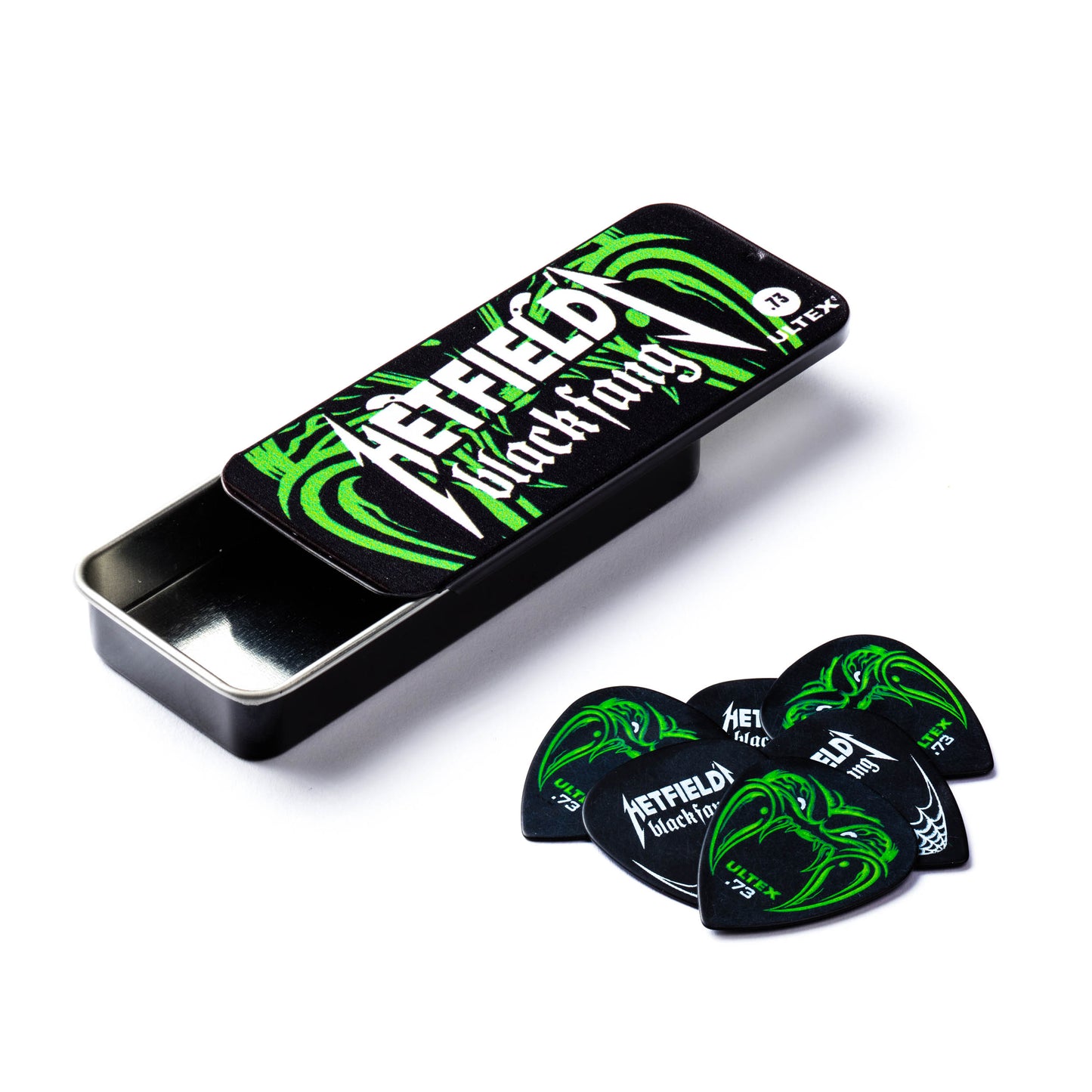 Jim Dunlop DUNLOP HETFIELD'S BLACK FANG .73mm PICK TIN GUITAR PICK REFILL BOX - PH112T73