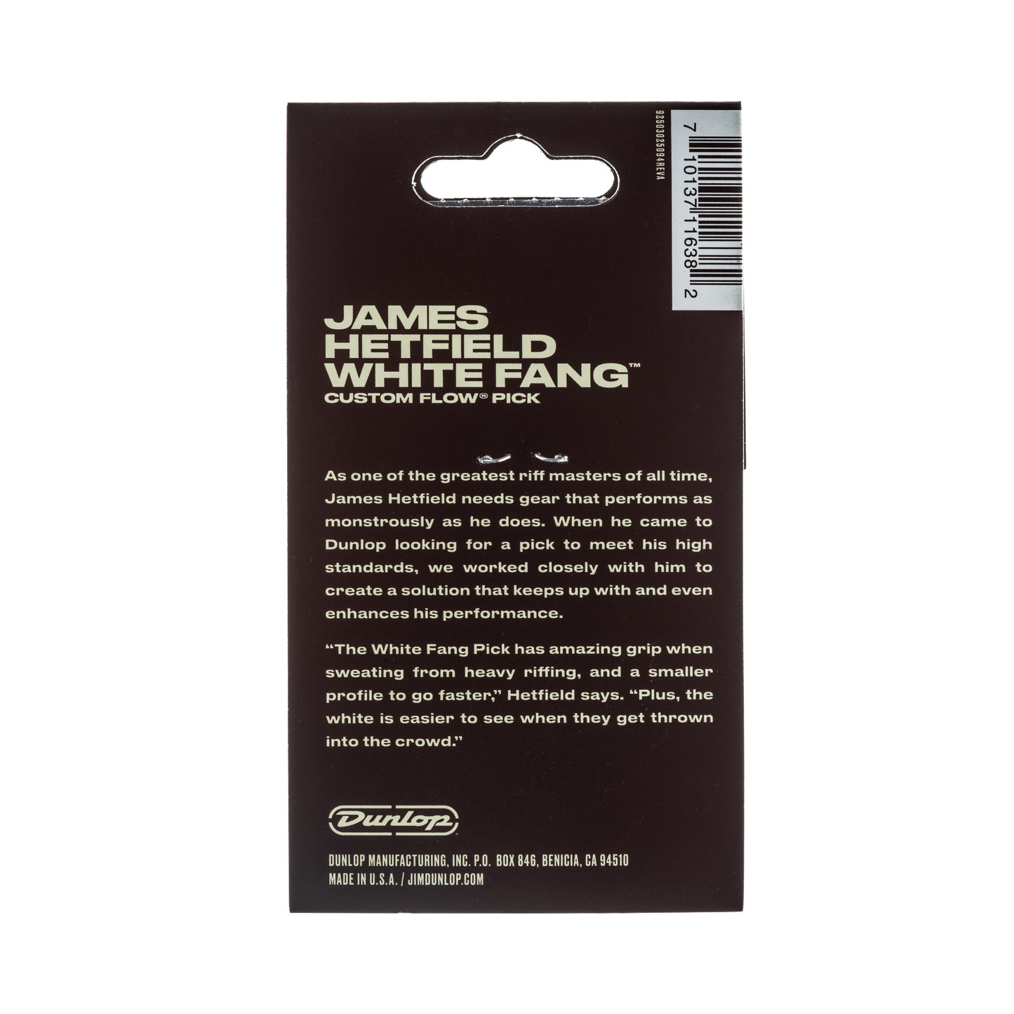 Jim Dunlop DUNLOP HETFIELD'S WHITE FANG 1.0mm CUSTOM FLOW GUITAR PICK PLAYER'S PACK 06-PACK - PH122P100