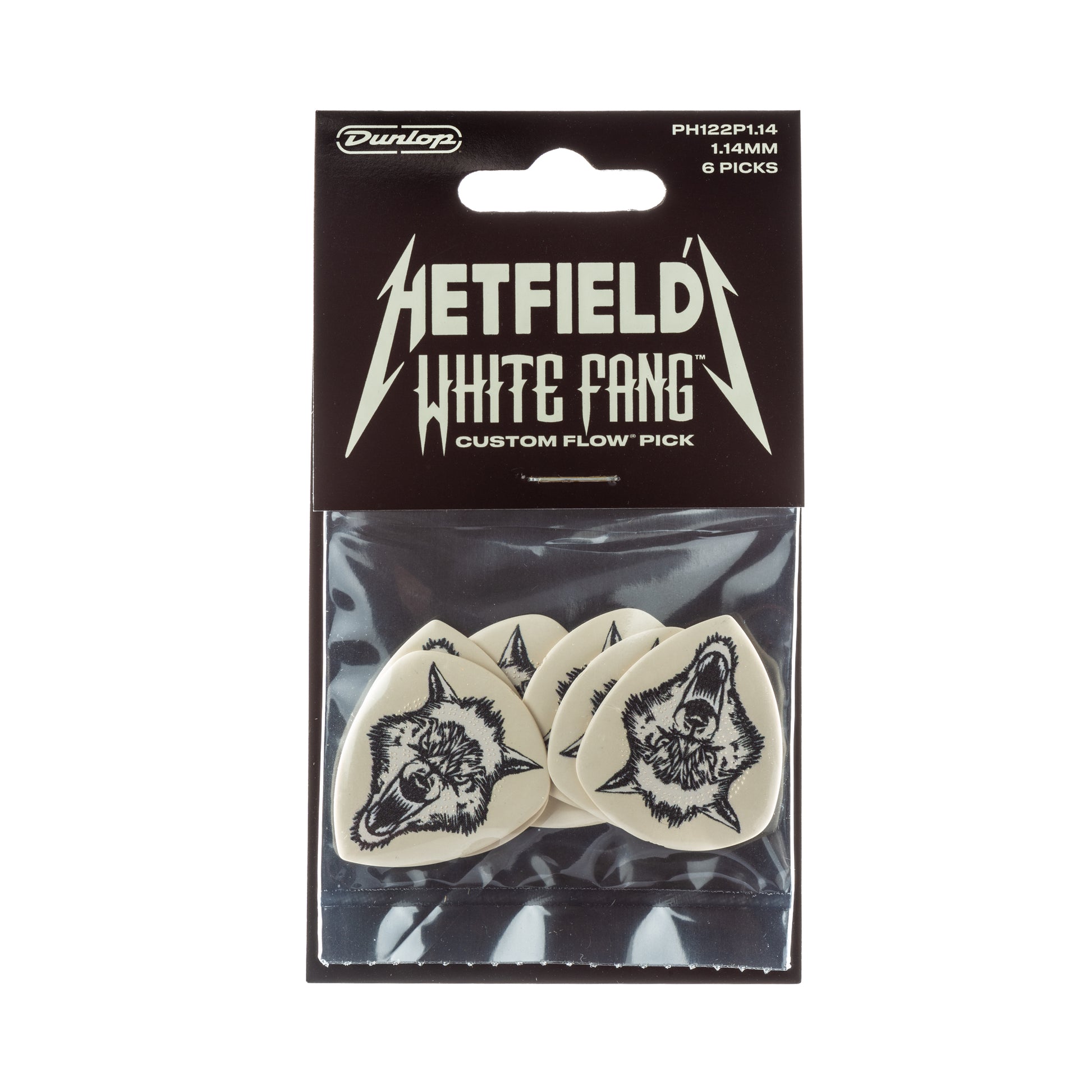 Jim Dunlop DUNLOP HETFIELD'S WHITE FANG 1.14mm CUSTOM FLOW GUITAR PICK PLAYER'S PACK 06-PACK - PH122P114