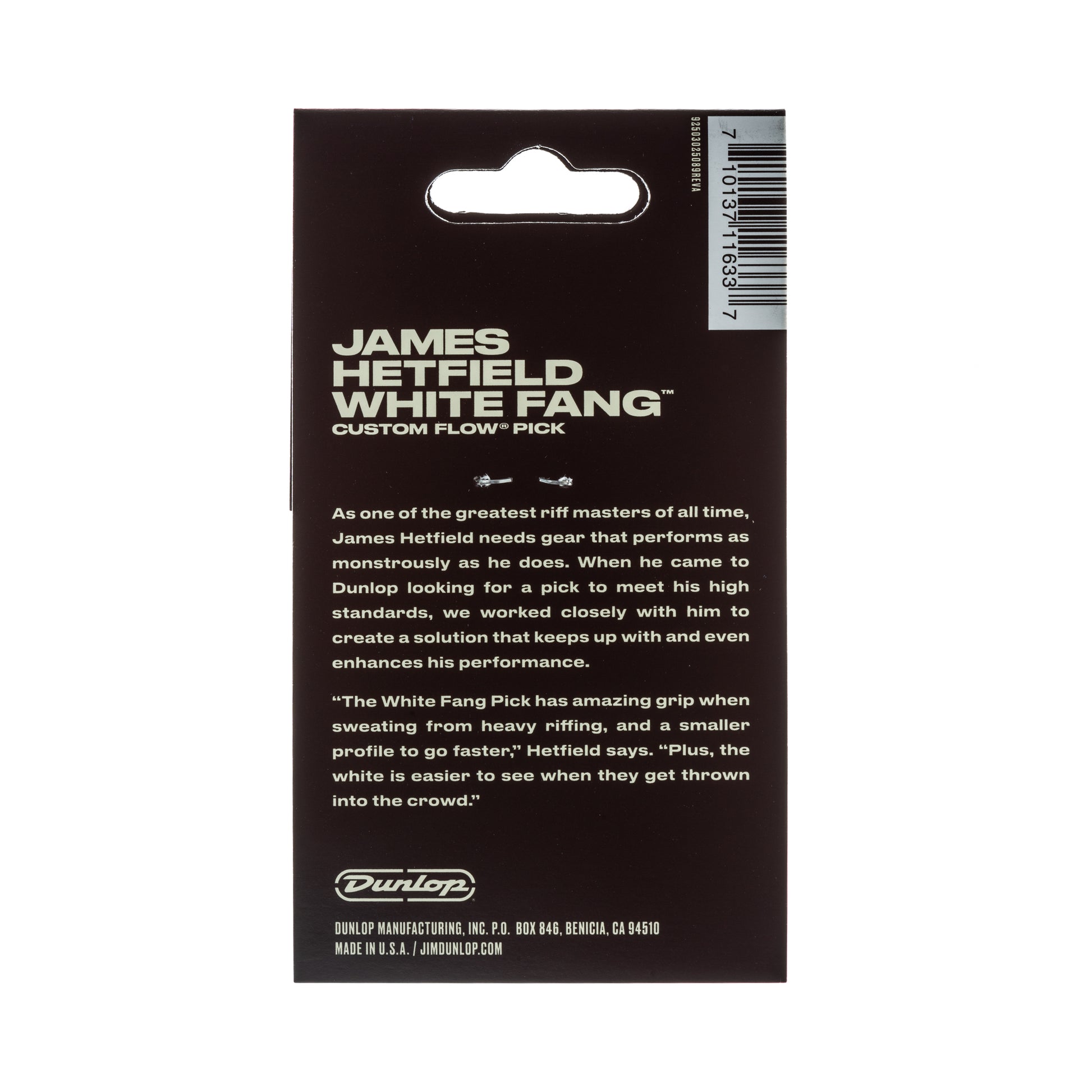 Jim Dunlop DUNLOP HETFIELD'S WHITE FANG 1.14mm CUSTOM FLOW GUITAR PICK PLAYER'S PACK 06-PACK - PH122P114