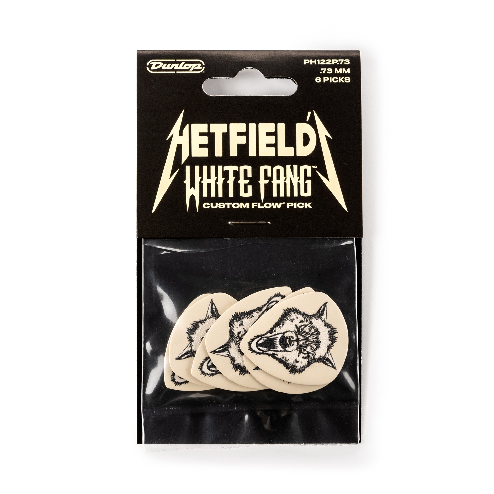 Jim Dunlop DUNLOP HETFIELD'S WHITE FANG .73mm CUSTOM FLOW GUITAR PICK PLAYER'S PACK 06-PACK - PH122P073