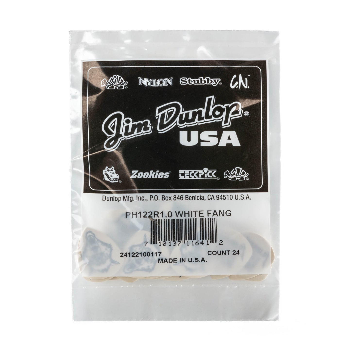 Jim Dunlop DUNLOP HETFIELD'S WHITE FANG 1.0mm CUSTOM FLOW GUITAR PICK REFILL BAG 24-PACK - PH122R100