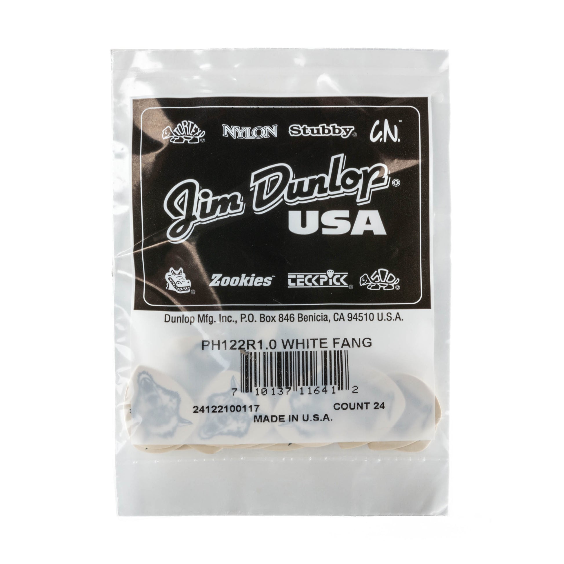 Jim Dunlop DUNLOP HETFIELD'S WHITE FANG 1.0mm CUSTOM FLOW GUITAR PICK REFILL BAG 24-PACK - PH122R100