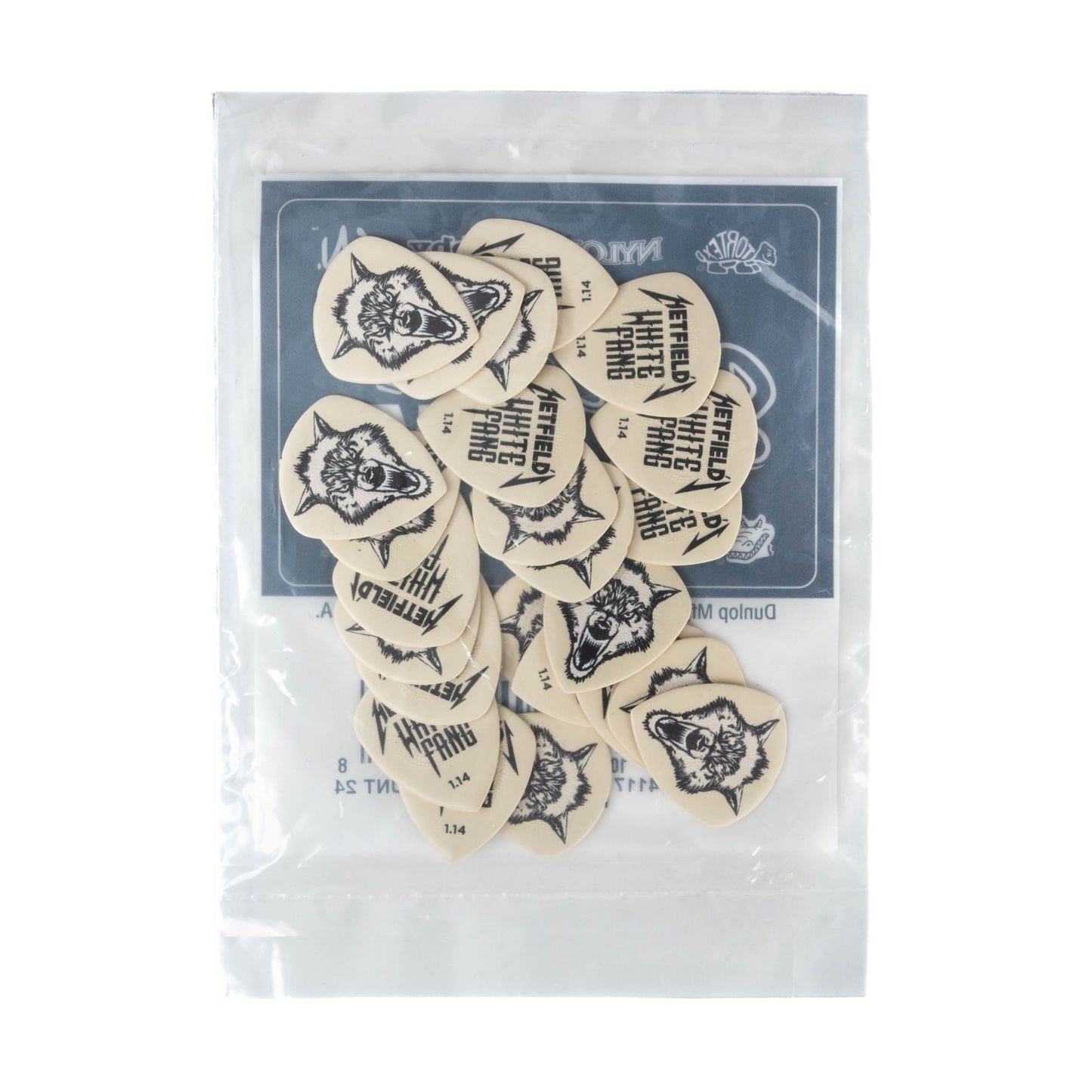 Jim Dunlop DUNLOP HETFIELD'S WHITE FANG 1.14mm CUSTOM FLOW GUITAR PICK REFILL BAG 24-PACK - PH122R114