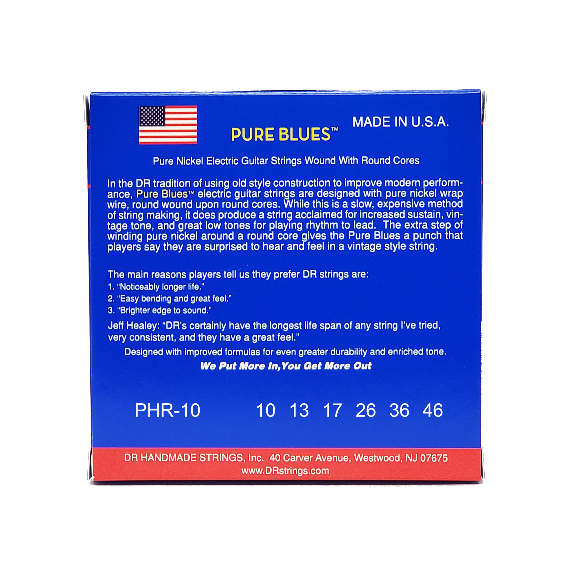 DR Strings DR Pure Blues Pure Nickel Electric Guitar String Set - 10-46 Medium PHR-10