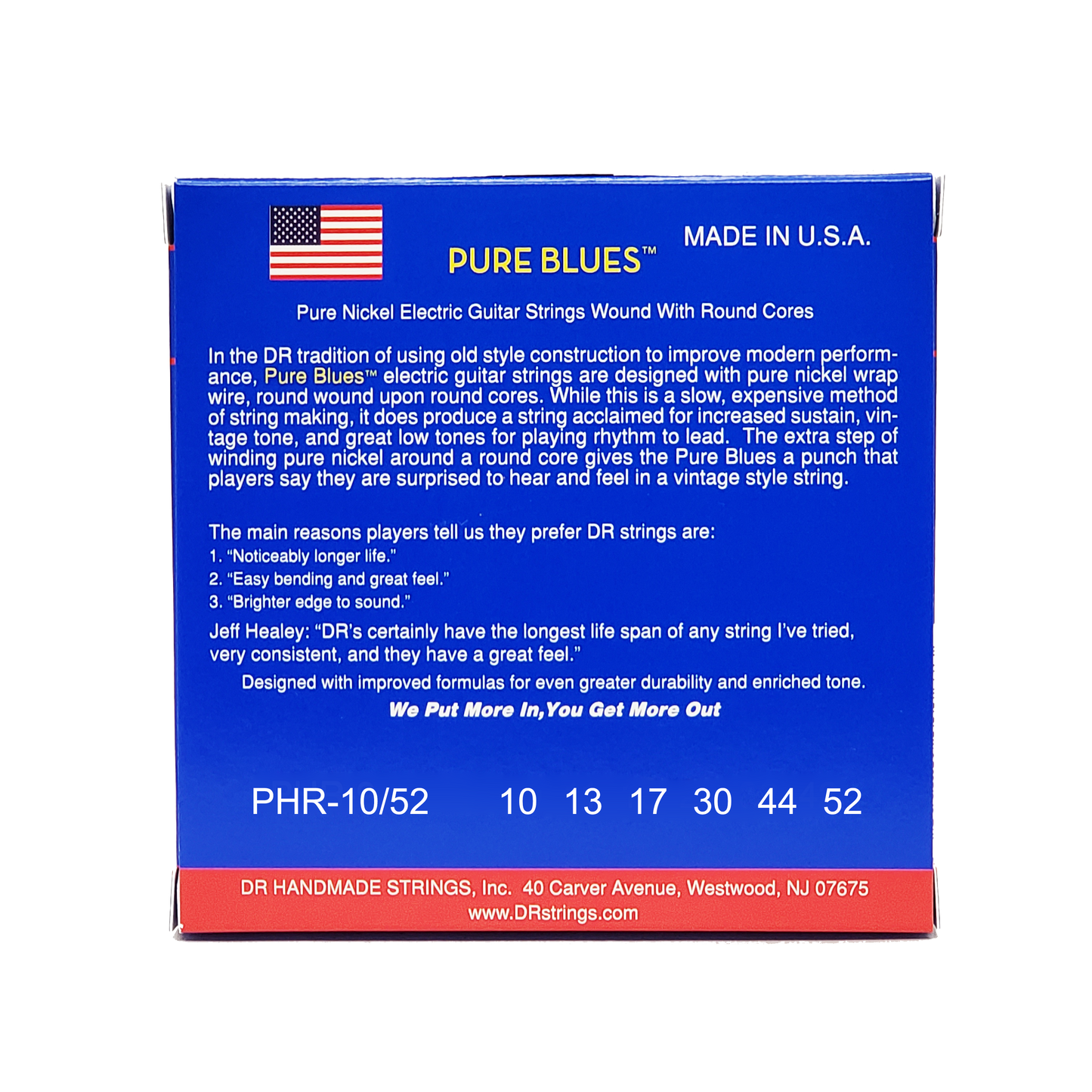 DR Strings DR Pure Blues Pure Nickel Electric Guitar String Set - 10-52 Big-N-Heavy PHR-10/52