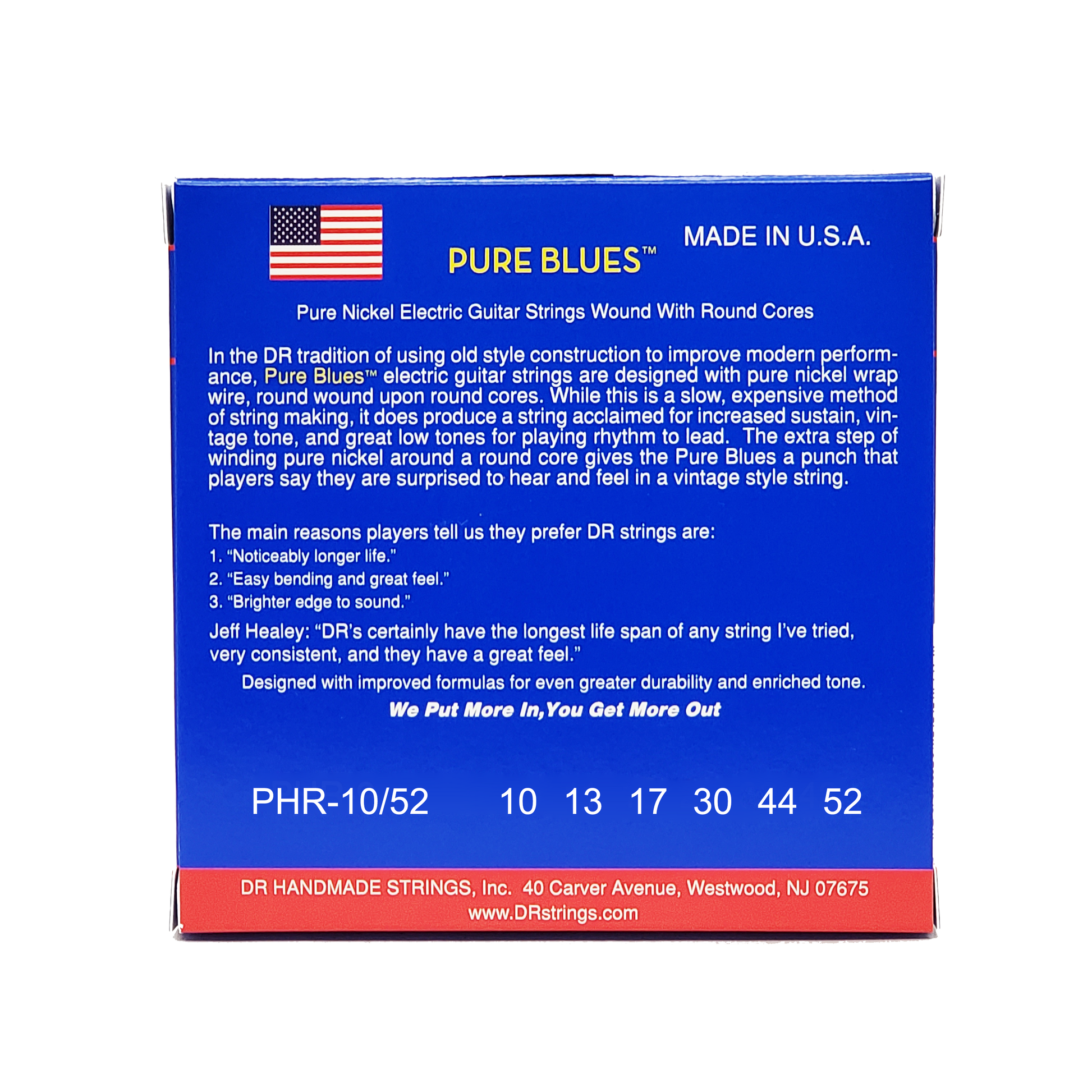 DR Strings DR Pure Blues Pure Nickel Electric Guitar String Set - 10-52 Big-N-Heavy PHR-10/52