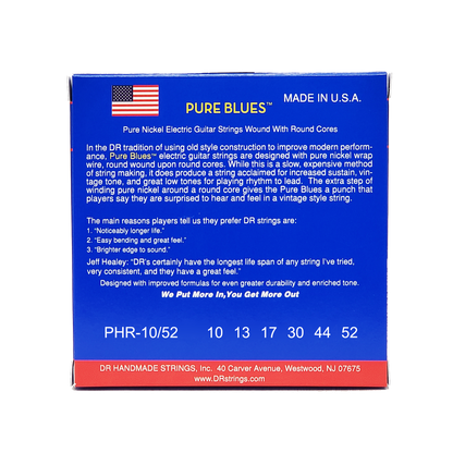 DR Strings DR Pure Blues Pure Nickel Electric Guitar String Set - 10-52 Big-N-Heavy PHR-10/52