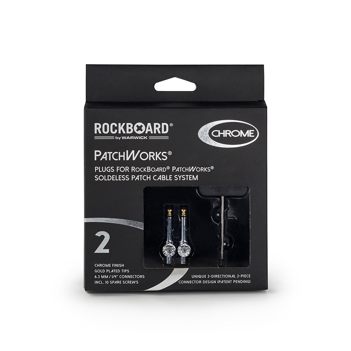 RockBoard RockBoard Patchworks Solderless Plugs - 2-Piece Chrome - RBO CAB PW PLUG 2 CR