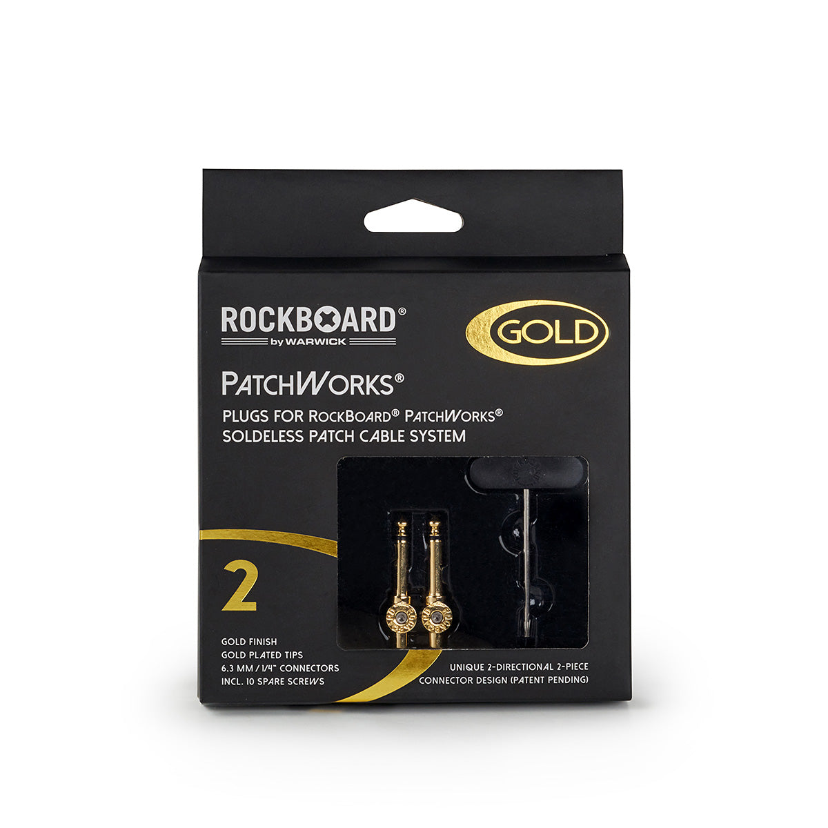 RockBoard RockBoard Patchworks Solderless Plugs - 2-Piece Gold - RBO CAB PW PLUG 2 GD