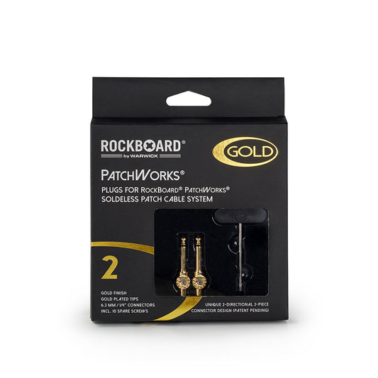 RockBoard RockBoard Patchworks Solderless Plugs - 2-Piece Gold - RBO CAB PW PLUG 2 GD