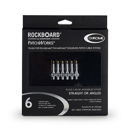 RockBoard RockBoard Patchworks Solderless Plugs - 6-Piece Chrome - RBO CAB PW PLUG 6 CR