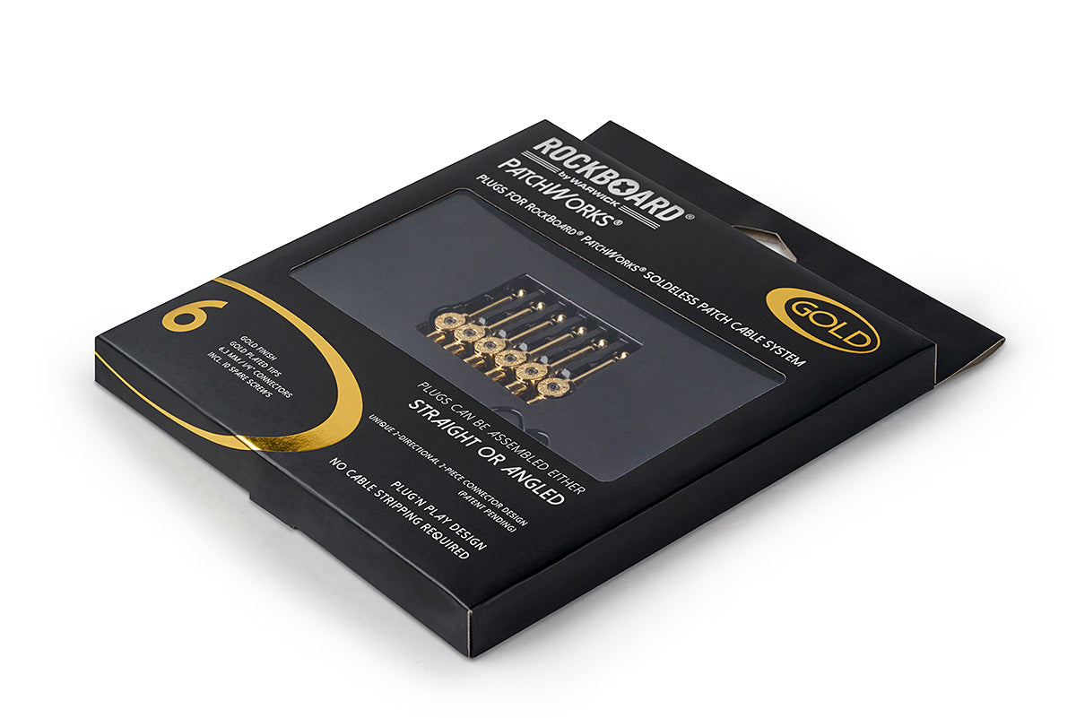 RockBoard RockBoard Patchworks Solderless Plugs - 6-Piece Gold - RBO CAB PW PLUG 6 GD