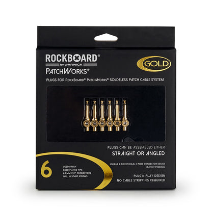 RockBoard RockBoard Patchworks Solderless Plugs - 6-Piece Gold - RBO CAB PW PLUG 6 GD