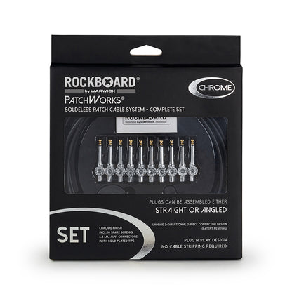 RockBoard RockBoard Patchworks Solderless Patch Cable Set - 300cm Cable w/ 10 Chrome Plugs - RBO CAB PW SET CR