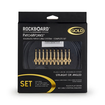 RockBoard RockBoard Patchworks Solderless Patch Cable Set - 300cm Cable w/ 10 Gold Plugs - RBO CAB PW SET GD