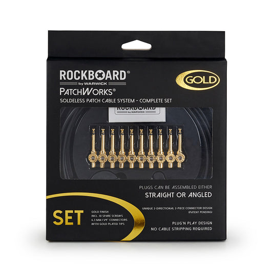 RockBoard RockBoard Patchworks Solderless Patch Cable Set - 300cm Cable w/ 10 Gold Plugs - RBO CAB PW SET GD