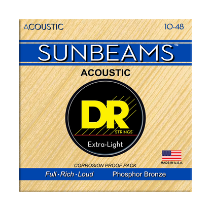 DR Strings DR SUNBEAM Phosphor Bronze Acoustic Guitar String Set - 10-48 Extra-Light RCA-10