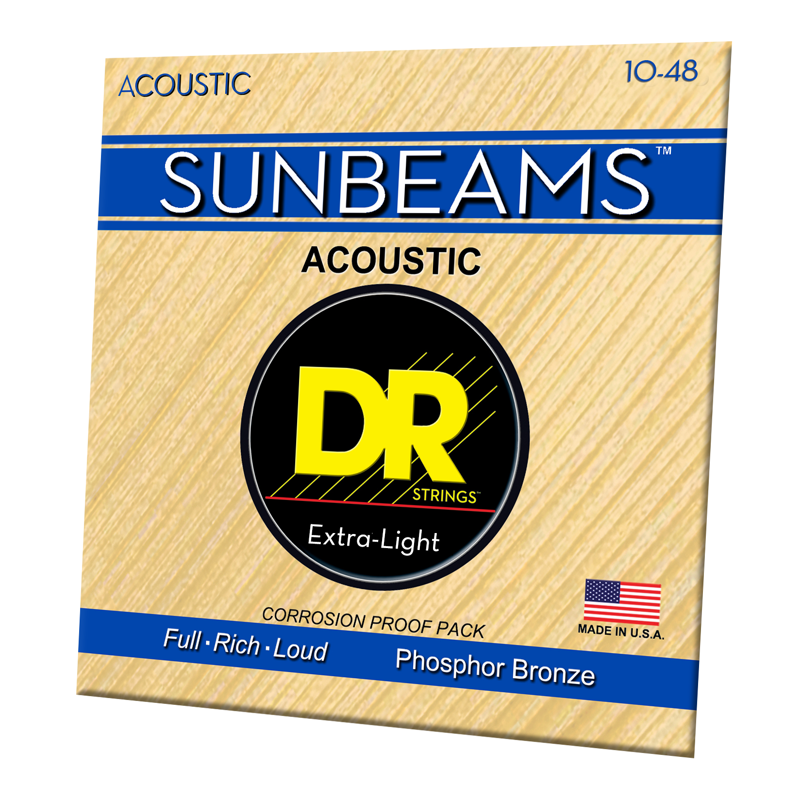 DR Strings DR SUNBEAM Phosphor Bronze Acoustic Guitar String Set - 10-48 Extra-Light RCA-10