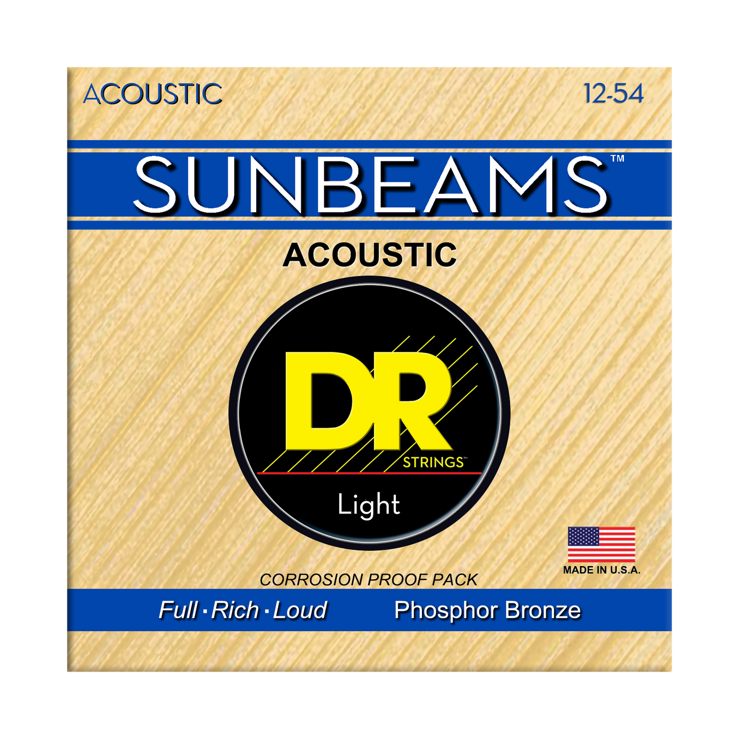 DR Strings DR SUNBEAM Phosphor Bronze Acoustic Guitar String Set - 12-54 Light RCA-12