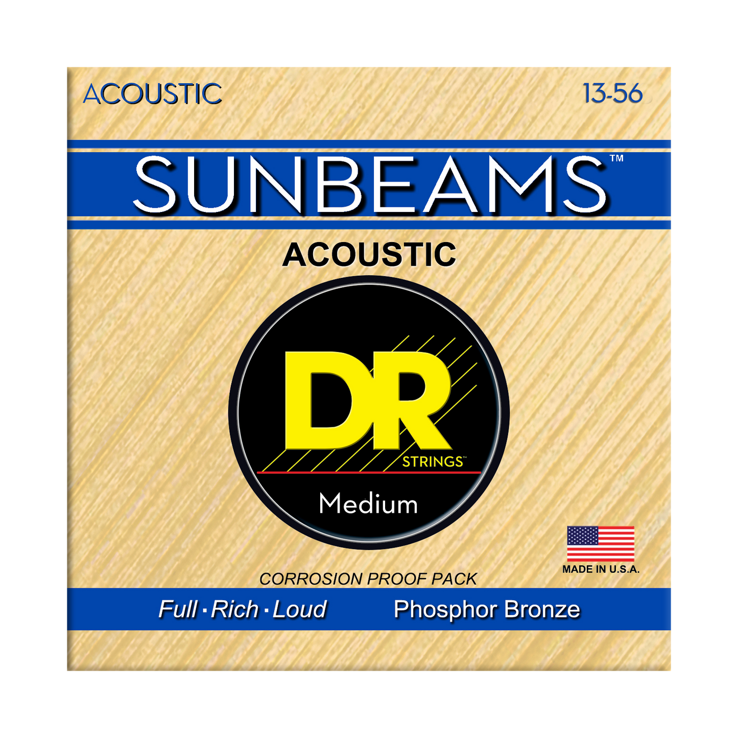 DR Strings DR SUNBEAM Phosphor Bronze Acoustic Guitar String Set - 13-56 Medium RCA-13