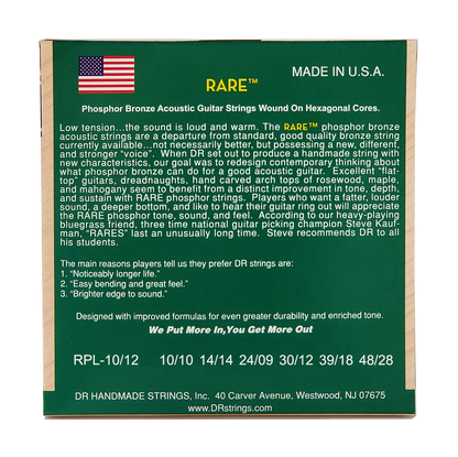 DR Strings DR RARE Phosphor Bronze Acoustic Guitar String Set - 10-48 Light 12-String RPL-10/12