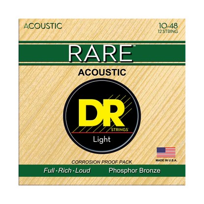 DR Strings DR RARE Phosphor Bronze Acoustic Guitar String Set - 10-48 Light 12-String RPL-10/12
