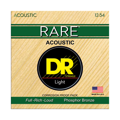 DR Strings DR RARE Phosphor Bronze Acoustic Guitar String Set - 12-54 Light RPM-12