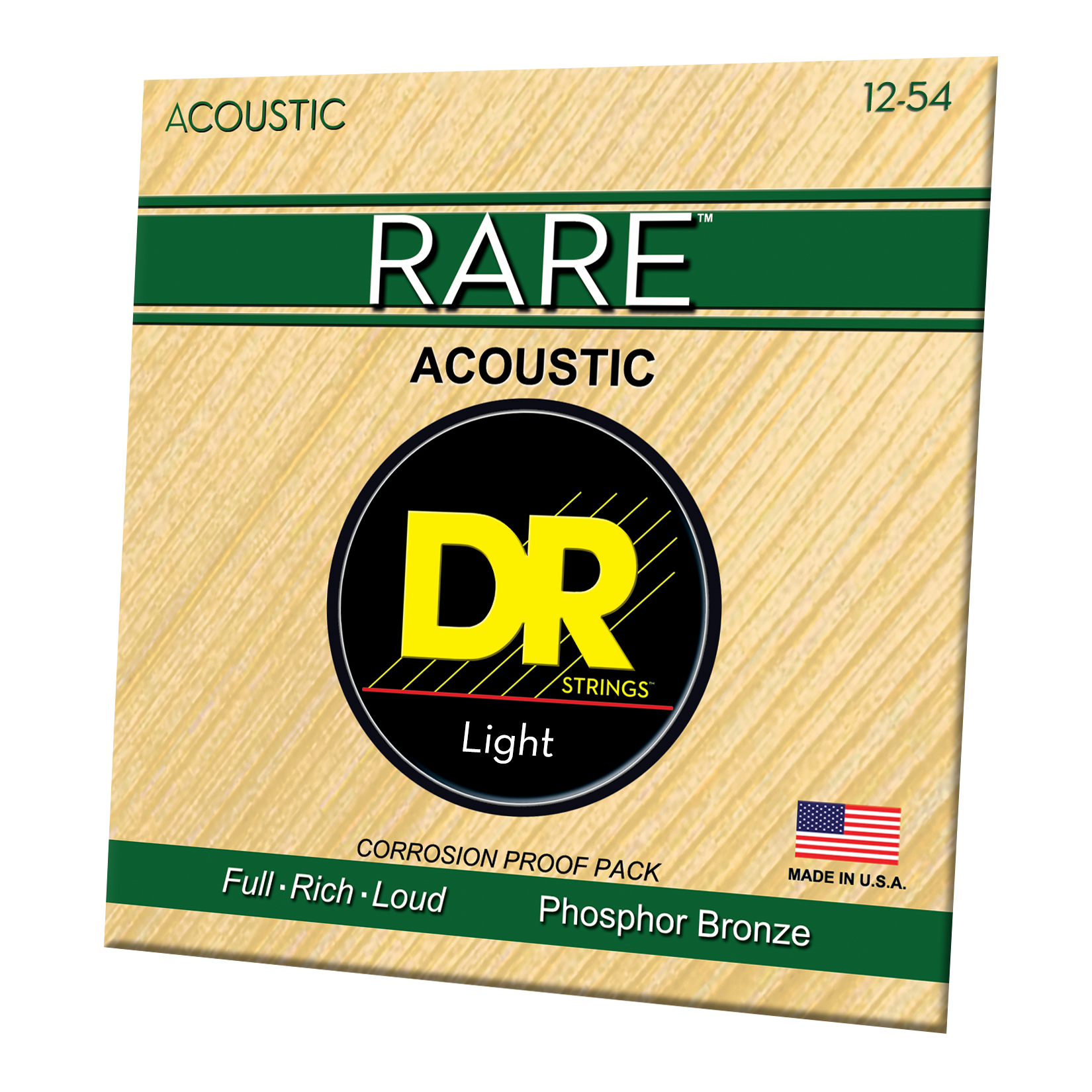 DR Strings DR RARE Phosphor Bronze Acoustic Guitar String Set - 12-54 Light RPM-12