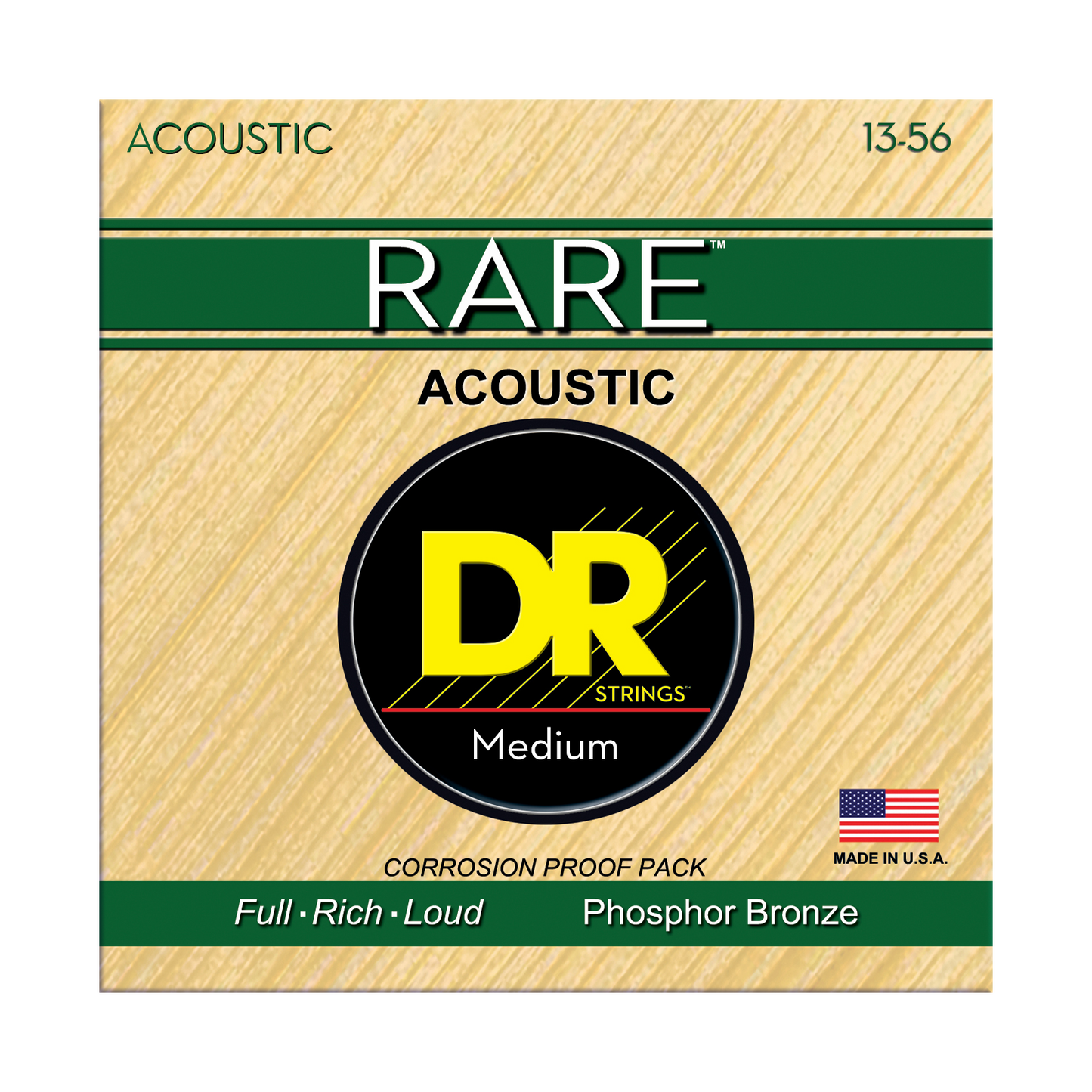 DR Strings DR RARE Phosphor Bronze Acoustic Guitar String Set - 13-56 Medium RPMH-13