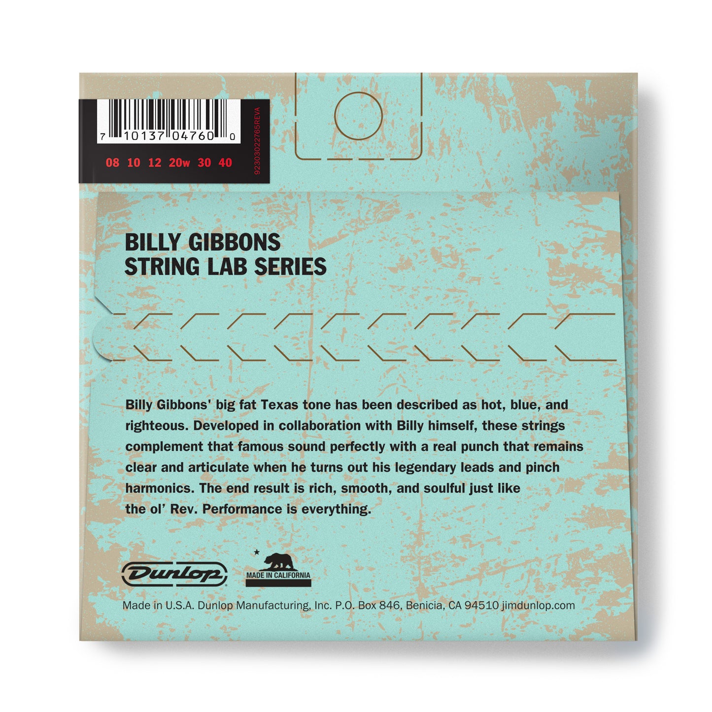 Jim Dunlop DUNLOP BILLY GIBBONS CUSTOM REV WILLY'S NICKEL WOUND ELECTRIC GUITAR 06-STRING SET - 08-40 FINE - RWN0840