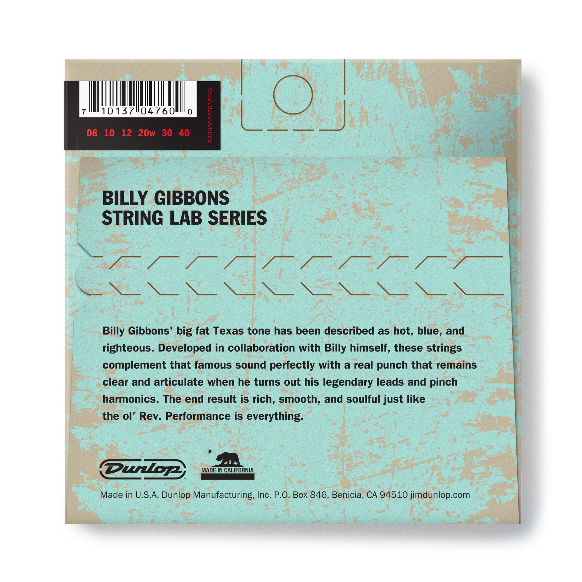Jim Dunlop DUNLOP BILLY GIBBONS CUSTOM REV WILLY'S NICKEL WOUND ELECTRIC GUITAR 06-STRING SET - 08-40 FINE - RWN0840